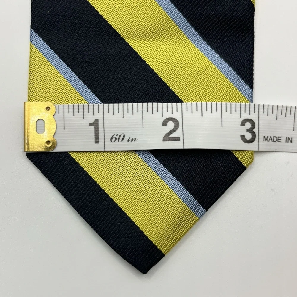 Brooks Brothers Yellow And Blue Striped Tie 100% Silk Men's Irregular